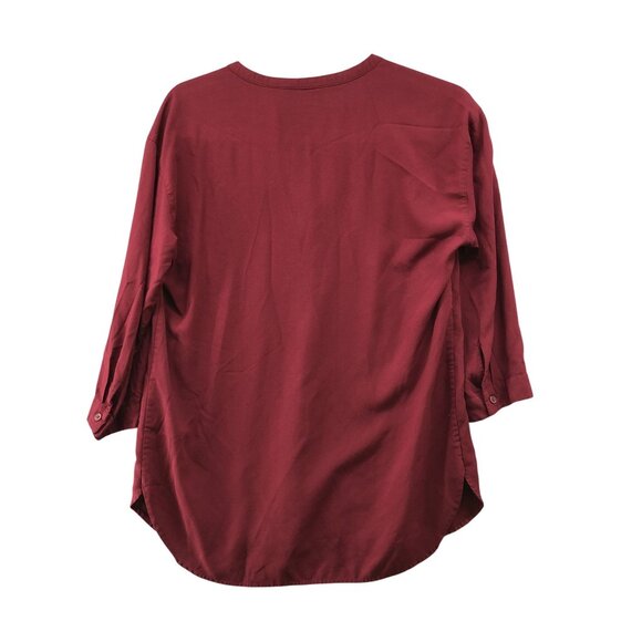 Old Navy 3/4 Sleeve Popover Top Womens S Wine Red Rayon Blend Split Neck - Picture 2 of 8